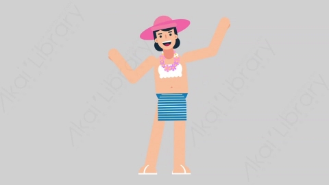 AE模板-WOMAN VACATION 09 Dance 1女性休闲假期度假跳舞舞蹈扁平人物日常角色