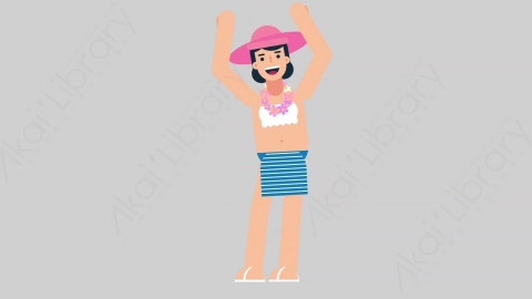 AE模板-WOMAN VACATION 10 Dance 2女性休闲假期度假跳舞舞蹈扁平人物日常角色