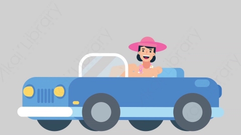 AE模板-WOMAN VACATION 12 Driving女性休闲假期度假开车驾驶扁平人物日常角色