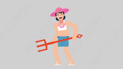 AE模板-WOMAN VACATION 13 Evil女性休闲假期度假恶魔扁平人物日常角色