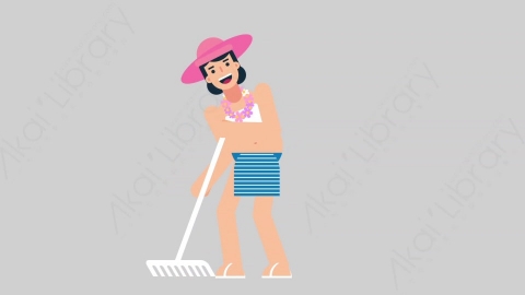 AE模板-WOMAN VACATION 15 Farmer女性休闲假期度假干农活扁平人物日常角色