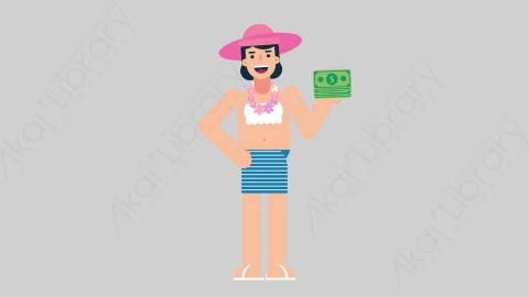 AE模板-WOMAN VACATION 16 Gain Money女性休闲假期度假赚钱扁平人物日常角色