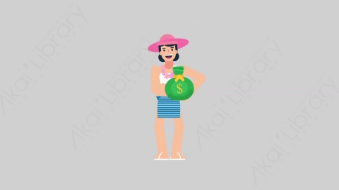 AE模板-WOMAN VACATION 18 Gift女性休闲假期度假礼物扁平人物日常角色