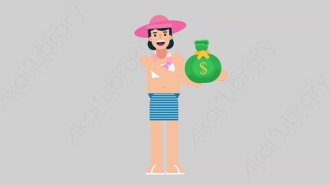 AE模板-WOMAN VACATION 19 Giving女性休闲假期度假给予赠送扁平人物日常角色