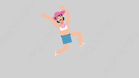 AE模板-WOMAN VACATION 23 Happy Jump女性休闲假期度假跳跃开心的跳扁平人物日常角色