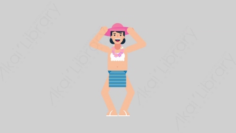 AE模板-WOMAN VACATION 26 Cheering女性休闲假期度假欢呼喝彩扁平人物日常角色