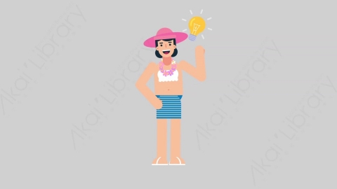 AE模板-WOMAN VACATION 28 Idea女性休闲假期度假有主意想法扁平人物日常角色