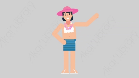 AE模板-WOMAN VACATION 38 Pointing女性休闲假期度假指向指点扁平人物日常角色