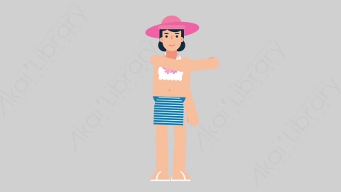 AE模板-WOMAN VACATION 39 Pointing 2女性休闲假期度假指向指点扁平人物日常角色