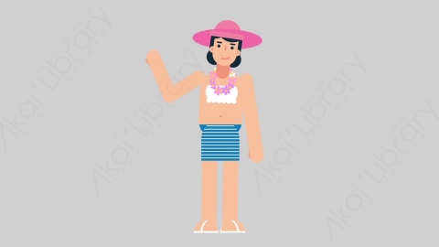 AE模板-WOMAN VACATION 40 Pointing 3女性休闲假期度假指向指点扁平人物日常角色