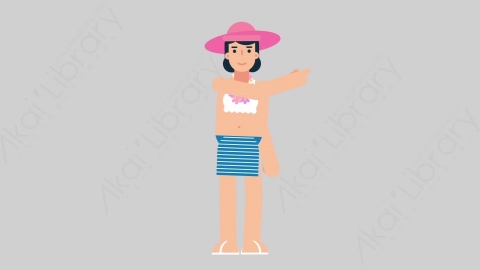 AE模板-WOMAN VACATION 44 Pushing Buttons女性休闲假期度假按钮按键扁平人物日常角色