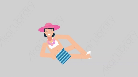 AE模板-WOMAN VACATION 45 Relax女性休闲假期度假放松扁平人物日常角色