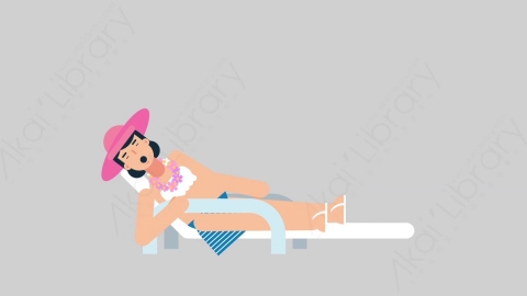 AE模板-WOMAN VACATION 48 Relax 4女性休闲假期度假放松扁平人物日常角色