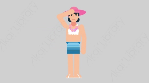 AE模板-WOMAN VACATION 51 Salute女性休闲假期度假敬礼致敬扁平人物日常角色