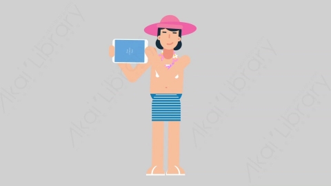 AE模板-WOMAN VACATION 56 Showing Tablet女性休闲假期度假展示平板电脑扁平人物日常角色