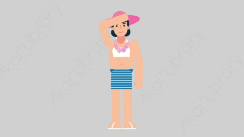 AE模板-WOMAN VACATION 57 Sight女性休闲假期度假观察四周扁平人物日常角色