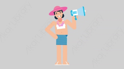 AE模板-WOMAN VACATION 58 Speech女性休闲假期度假演讲发言扁平人物日常角色