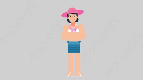 AE模板-WOMAN VACATION 61 Standing 2女性休闲假期度假站立扁平人物日常角色