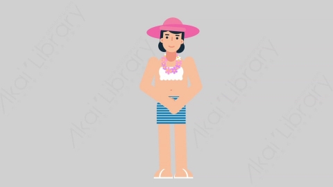 AE模板-WOMAN VACATION 62 Standing 3女性休闲假期度假站立扁平人物日常角色