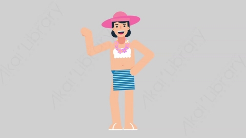 AE模板-WOMAN VACATION 66 Metro Ride女性休闲假期度假乘地铁扁平人物日常角色