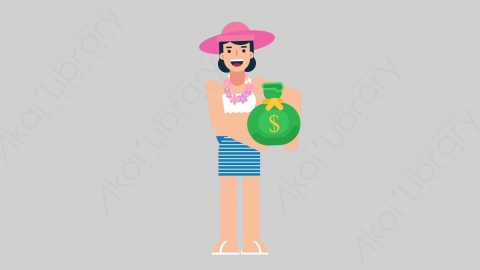 AE模板-WOMAN VACATION 68 Taking Something女性休闲假期度假拿东西扁平人物日常角色