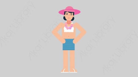 AE模板-WOMAN VACATION 69 Talking女性休闲假期度假说话讲话扁平人物日常角色