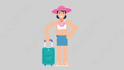 AE模板-WOMAN VACATION 74 Traveling女性休闲假期度假旅游旅行扁平人物日常角色