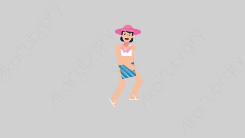 AE模板-WOMAN VACATION 78 Walking on Stairs女性休闲假期度假走楼梯上楼梯扁平人物日常角色