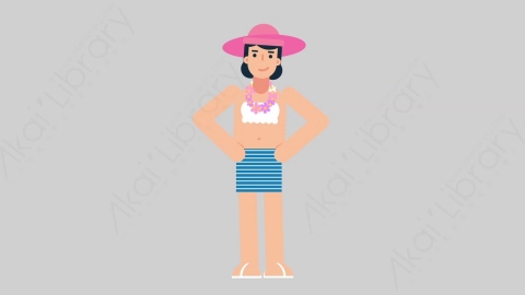 AE模板-WOMAN VACATION 82 Yes女性休闲假期度假点头同意扁平人物日常角色