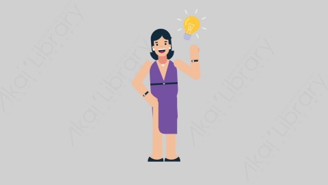 AE模板-WOMAN SINGER 28 Idea女性歌手歌唱家有主意想法扁平人物日常角色