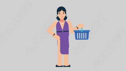 AE模板-WOMAN SINGER 54 Shopping女性歌手歌唱家购物扁平人物日常角色