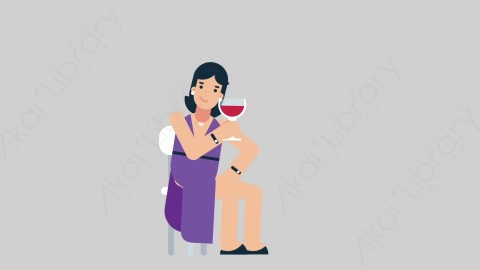 AE模板-WOMAN SINGER 80 Wine Toast女性歌手歌唱家喝红酒扁平人物日常角色