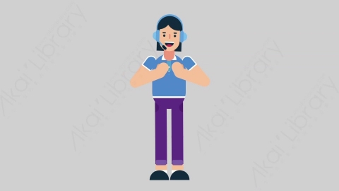 AE模板-WOMAN SUPPORT SERVICE 02 Applause女性接线员电话服务掌声欢呼扁平人物职业角色