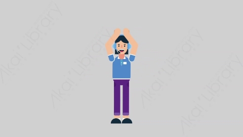 AE模板-WOMAN SUPPORT SERVICE 03 Applause 2女性接线员电话服务掌声欢呼扁平人物职业角色