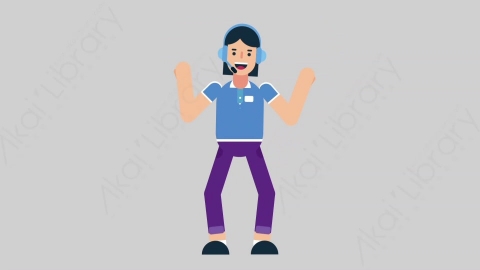 AE模板-WOMAN SUPPORT SERVICE 09 Dance 1女性接线员电话服务跳舞舞蹈扁平人物职业角色