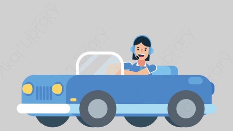 AE模板-WOMAN SUPPORT SERVICE 12 Driving女性接线员电话服务开车驾驶扁平人物职业角色