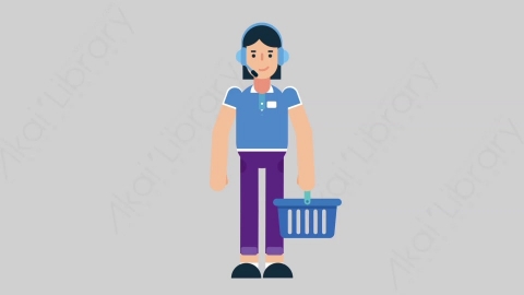 AE模板-WOMAN SUPPORT SERVICE 54 Shopping女性接线员电话服务购物扁平人物职业角色