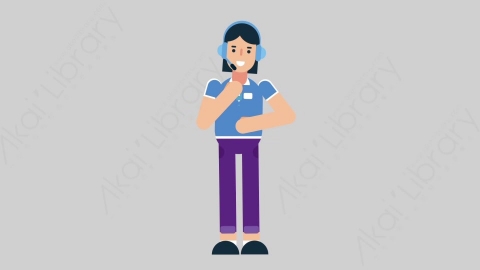 AE模板-WOMAN SUPPORT SERVICE 72 Tie女性接线员电话服务整理领带扁平人物职业角色