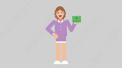 AE模板-WOMAN TEACHER 16 Gain Money学校课堂女性教师老师赚钱扁平人物职业角色