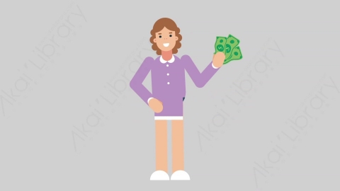 AE模板-WOMAN TEACHER 41 Pulling Money学校课堂女性教师老师拿钱扁平人物职业角色
