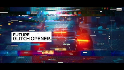 AE模板-未来数字科技故障时尚抽象毛刺图片展示