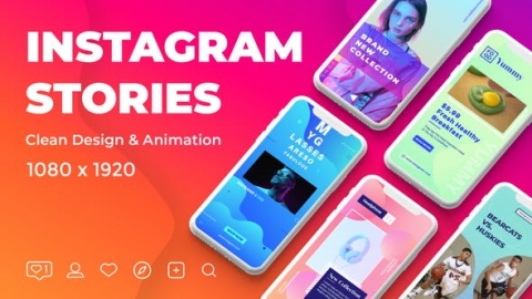 AE模板-精美Instagram故事时尚现代渐变图片展示