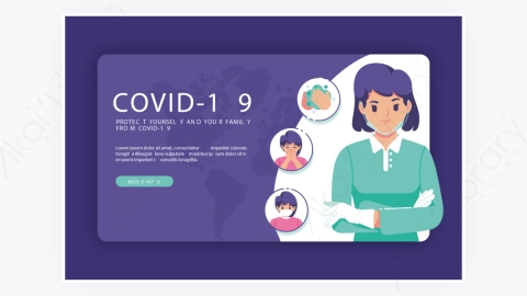 图片素材-冠状病毒Covid-19横幅平面设计