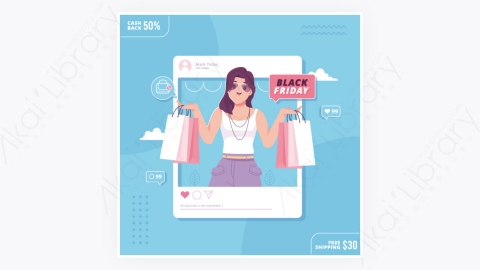 图片素材-网络商城黑色星期五女人购物