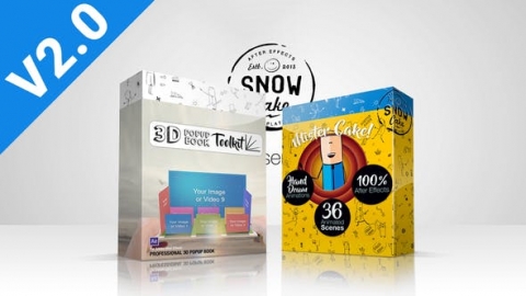 AE模板-3D弹出式书工具包创意图书翻页包