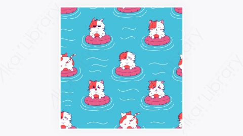 图片素材-可爱猫咪游泳背景