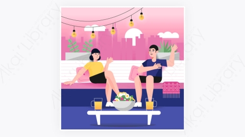 图片素材-人们谈论屋顶露台聚会