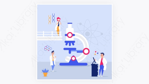 图片素材-科学家用显微镜概念图