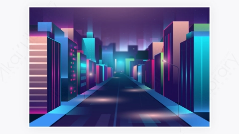 图片素材-科技未来派夜晚城市背景-12