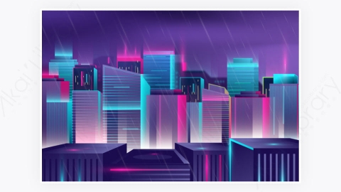 图片素材-科技未来派夜晚城市背景-14